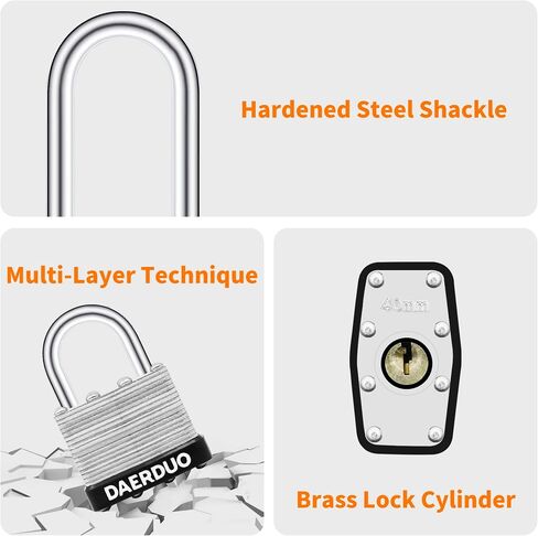 6 Pack 40 mm (1-9/16") Keyed Alike Laminated Padlocks with 12 Keys, Hardened Steel Short Shackle, Heavy-Duty Locks for Gym Lockers, Toolboxes, School Lockers, and Hasp Latches in Saudi Arabia
