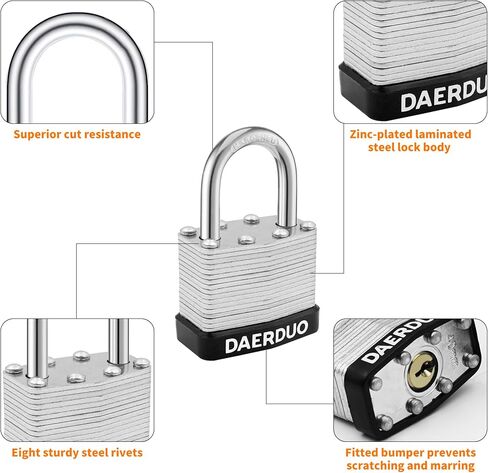 6 Pack 40 mm (1-9/16") Keyed Alike Laminated Padlocks with 12 Keys, Hardened Steel Short Shackle, Heavy-Duty Locks for Gym Lockers, Toolboxes, School Lockers, and Hasp Latches in Saudi Arabia