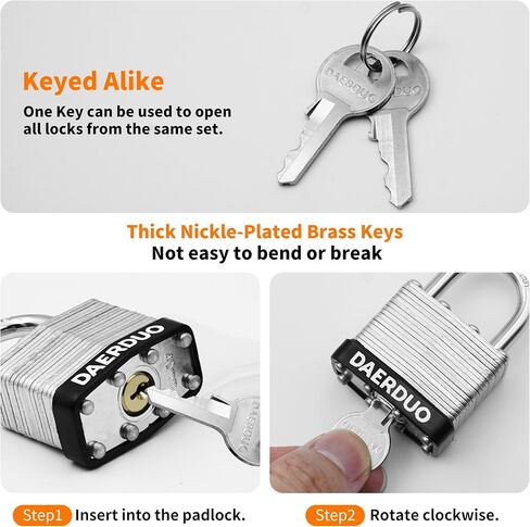 6 Pack 40 mm (1-9/16") Keyed Alike Laminated Padlocks with 12 Keys, Hardened Steel Short Shackle, Heavy-Duty Locks for Gym Lockers, Toolboxes, School Lockers, and Hasp Latches in Saudi Arabia