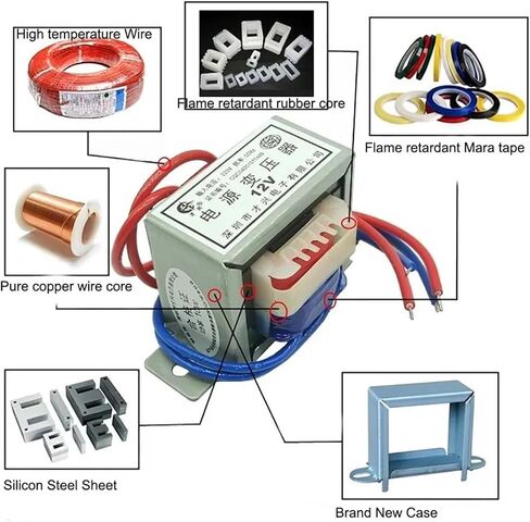 EI48 12W/VA محول الطاقة المدخلات AC 220V/50Hz الإخراج AC واحد/مزدوج 6V 9V 12V 15V 18V 24V 30V 36V 48V النحاس (220 فولت ، 30V) in Saudi Arabia