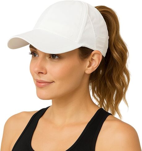 TOP-EX Womens Baseball Cap with Ponytail Hole Summer Cooling SPF 50 Waterproof Sun Caps for Outdoor Sports Adjustable Packable White L/XL in Saudi Arabia