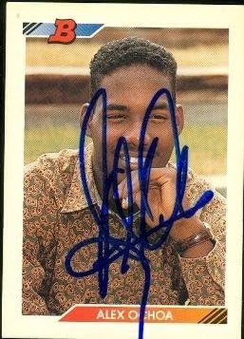 Alex Ochoa autographed Baseball Card (Baltimore Orioles) 1992 Bowman #250 - Autographed Baseball Cards in Saudi Arabia
