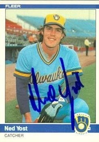 بطاقة بيسبول موقعة Ned Yost (Milwaukee Brewers) 1984 Fleer #218 - بطاقات البيسبول الموقعة in Saudi Arabia