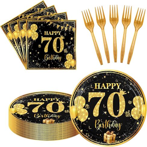 70th 7 بوصة لوحات عيد ميلاد لوحات ورق مناديل فوركس 60 جهاز كمبيوتر أسود الذهب ديكورات عيد ميلاد للبنين الفتيات الأدوات المائدة المحددة لمستلزمات حفل الذكرى ، خدمة 20 in Kuwait