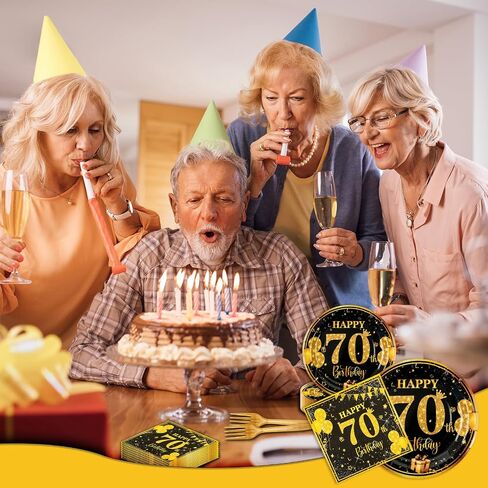 70th 7 بوصة لوحات عيد ميلاد لوحات ورق مناديل فوركس 60 جهاز كمبيوتر أسود الذهب ديكورات عيد ميلاد للبنين الفتيات الأدوات المائدة المحددة لمستلزمات حفل الذكرى ، خدمة 20 in Kuwait