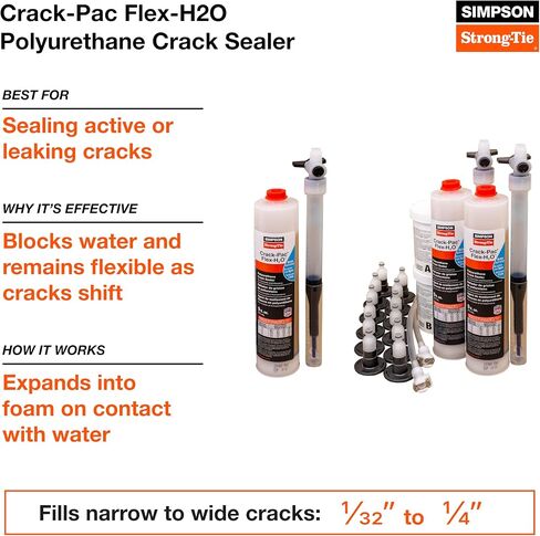 Simpson Strong-Tie CPFH09KT Crack-Pac Flex-H2O 9 OZ. طقم حقن البولي يوريثان الكراك (2 خراطيش) in Saudi Arabia