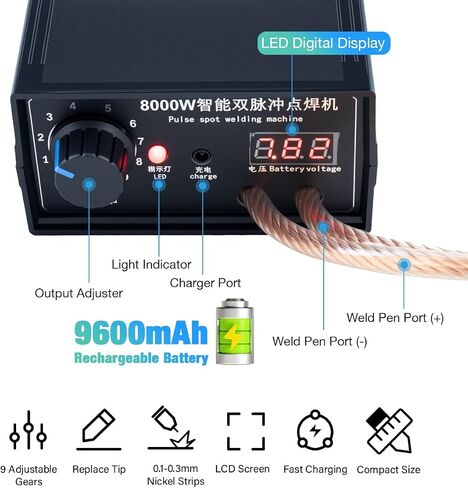 8000W WANDHELD SPOT SPOT ALLDER ، آلة لحام DIY المحمولة ، لحام بقعة عالي الطاقة مع شريط النيكل لبطاريات ليثيوم 18650 in Saudi Arabia