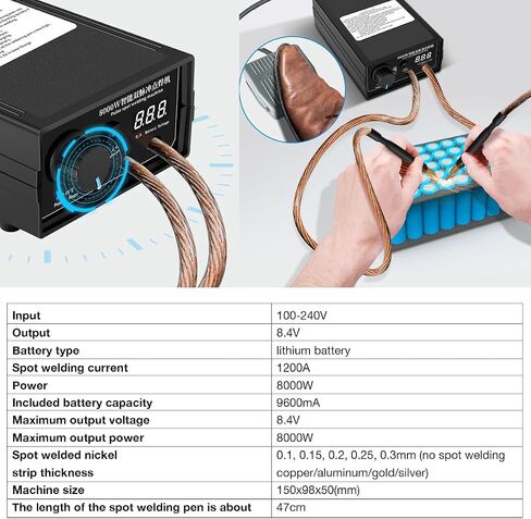 8000W WANDHELD SPOT SPOT ALLDER ، آلة لحام DIY المحمولة ، لحام بقعة عالي الطاقة مع شريط النيكل لبطاريات ليثيوم 18650 in Saudi Arabia