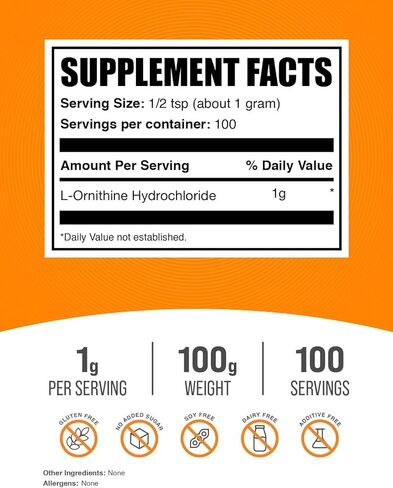 plksupplements.com L- ORNITHINE HCL Powder - ملحق Ornithine ، مكملات الأحماض الأمينية - خالية من الغلوتين ، 1G لكل وجبة ، 250 جرام (8.8 أوقية) (حزمة 1) in Saudi Arabia