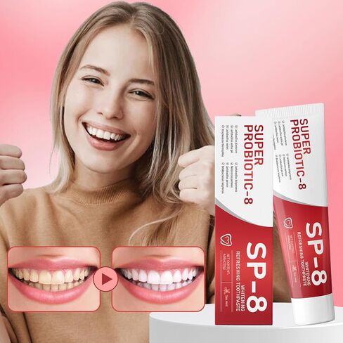 SP8 Probiotics معجون أسنان تبييض ، SP8 جديدة خالية من الفلورايد خالية من الفلورايد وملفقة بروبيوتيك ، النعناع الطازج فائقة للتنظيف العميق والتنفس الطازج الطويل ، 4.23oz-2 حزمة in Kuwait