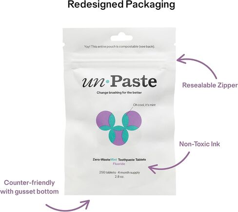 صيغة جديدة ، أقراص معجون أسنان غير ملامح ، النعناع بالفلورايد ، خالية من إكسيليتول ، نباتي ، خالي من البلاستي in Kuwait