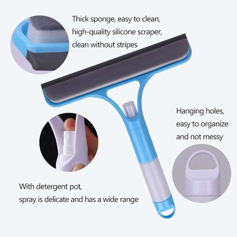 3 Pcs Multifunctional Shower Squeegee,Silicone Glass Squeegee - 3In1,Spray,Sponge Wipe,Silicone Squeegee in One Cleaning Brush,for Mirrors,Car WindowsGlass,Tile Walls,Easy to Clean Without Streaks in Kuwait