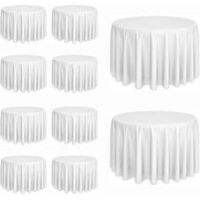 10 Pack White Round Tablecloths, 120 Inch Stain Resistant and Wrinkle Round Table Clothes, Washable Polyester Table Clothes Cover for Kitchen Dining, Wedding Birthday Party, Buffet Restaurant, Banquet in Saudi Arabia