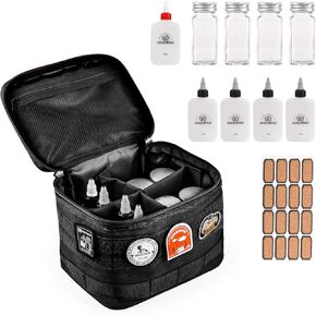 مجموعة التوابل المحمولة للتخييم مع 9 حاويات التوابل الفلفل والملح التوابل المتوترة ، حقيبة تخزين قابلة للفصل للتخييم في الهواء الطلق BBQ Picnic (Army Green) in Kuwait