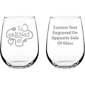 I eaRNed it – Cute Funny Registered Nurse Stemless Wine Glass - Healthcare Themed Gifts or Party Decor for Women and Men - Large 17 oz in Kuwait