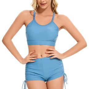 بيكيني عالية الخصر للسيدات مجموعات Criss Cross Swimsuits أعلى مع صغار الرباطين من قطعتين بدلة للسباحة للبطن in Kuwait