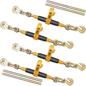 VEVOR 3/8-1/2 Ratchet Chain Binder 12000 lbs G80 Hook Detachable Anti-Skid Handle Heavy Duty Load Binder, Tie Down Hauling Chain Binders for Flatbed Truck Trailer, Black & Yellow in Kuwait