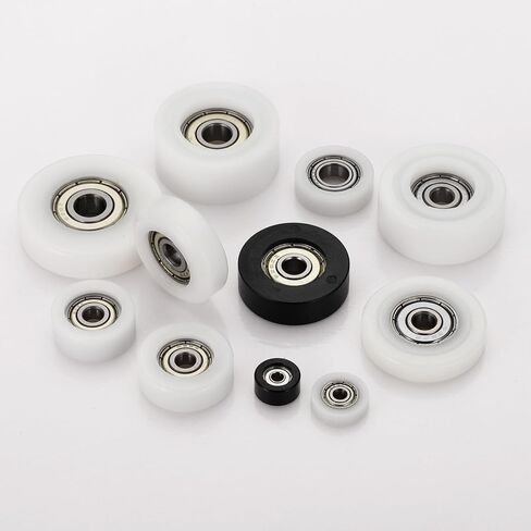 MECCANIXITY Roller Idler Bearing Pulley, 8 x 35 x 15mm Plastic Sliding Conveyor Nylon Wheel Track Wheel for Furniture Hardware Accessories Mobile Door White, Pack of 4 in Saudi Arabia