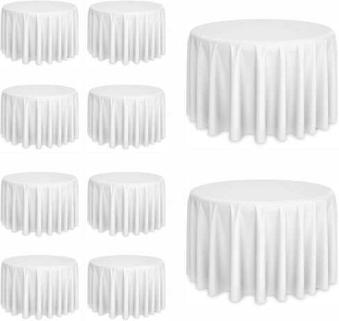 10 Pack White Round Tablecloths, 120 Inch Stain Resistant and Wrinkle Round Table Clothes, Washable Polyester Table Clothes Cover for Kitchen Dining, Wedding Birthday Party, Buffet Restaurant, Banquet in Saudi Arabia