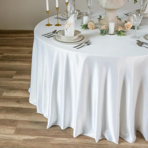 10 Pack White Round Tablecloths, 120 Inch Stain Resistant and Wrinkle Round Table Clothes, Washable Polyester Table Clothes Cover for Kitchen Dining, Wedding Birthday Party, Buffet Restaurant, Banquet in Saudi Arabia