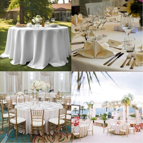 10 Pack White Round Tablecloths, 120 Inch Stain Resistant and Wrinkle Round Table Clothes, Washable Polyester Table Clothes Cover for Kitchen Dining, Wedding Birthday Party, Buffet Restaurant, Banquet in Saudi Arabia
