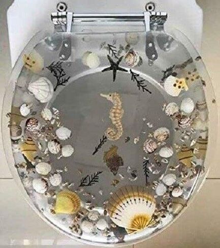 صدف واضح ومقعد المرحاض راتنجات Seahorse ، وحجم قياسي مع مفصلات الكروم in Kuwait