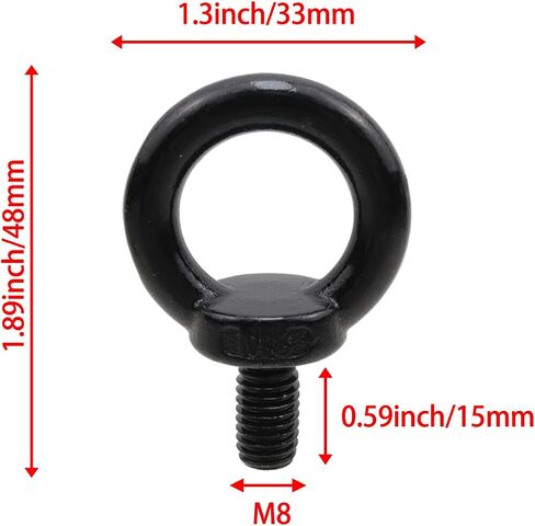 4Pcs M8 x15 Lifting Eye Bolts 304 Stainless Steel Machinery Shoulder Lifting Forged Eye Bolts in Kuwait
