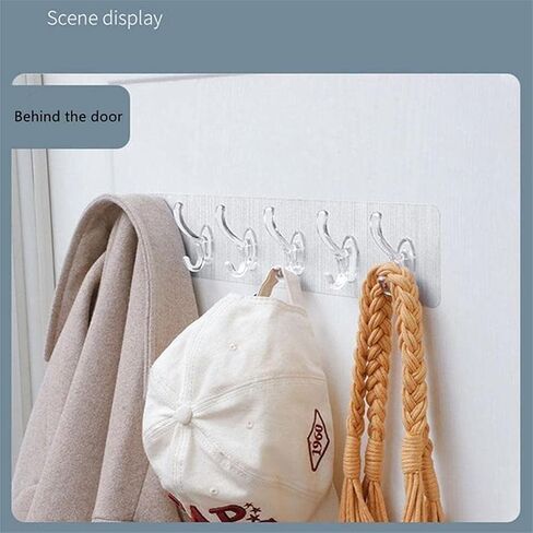 2 Pack Wall Mounted Kitchen Hooks Transparent 6 Claw Storage Hangers for Home and Bathroom Duty Adhesive Row Hooks for Hanging Coats Hats Clothing Clothes Purse Mudroom Entryway,Space Saving in Saudi Arabia