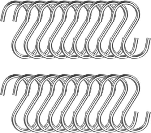 Harfington 20pcs S Hooks 1.6 "المعادن معلقة على شكل سنانير صغيرة Small S Hanger Closet Rod Hooks لتعليق أواني المطبخ أكواب النباتات جينز الجينز أدوات مناشف الملابس ، والفضة in Saudi Arabia