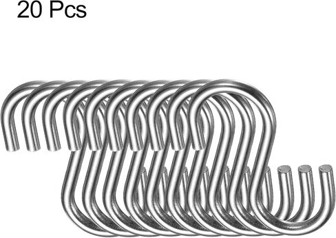Harfington 20pcs S Hooks 1.6 "المعادن معلقة على شكل سنانير صغيرة Small S Hanger Closet Rod Hooks لتعليق أواني المطبخ أكواب النباتات جينز الجينز أدوات مناشف الملابس ، والفضة in Saudi Arabia