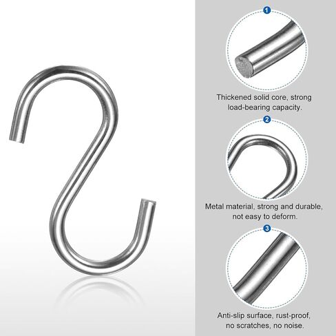 Harfington 20pcs S Hooks 1.6 "المعادن معلقة على شكل سنانير صغيرة Small S Hanger Closet Rod Hooks لتعليق أواني المطبخ أكواب النباتات جينز الجينز أدوات مناشف الملابس ، والفضة in Saudi Arabia