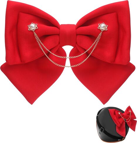 Bow for Helmet for Women, Motorcycle Helmet Bow Accessories Decoration, Ski Large Adorable Cute Fashion Ornament para Cascos Motos Accesorios for Girl Motorbike Skating Snowboarding Activities, Red in Saudi Arabia