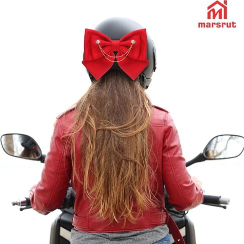 Bow for Helmet for Women, Motorcycle Helmet Bow Accessories Decoration, Ski Large Adorable Cute Fashion Ornament para Cascos Motos Accesorios for Girl Motorbike Skating Snowboarding Activities, Red in Saudi Arabia