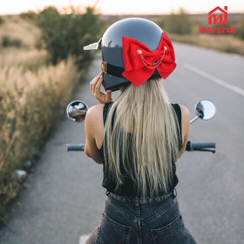 Bow for Helmet for Women, Motorcycle Helmet Bow Accessories Decoration, Ski Large Adorable Cute Fashion Ornament para Cascos Motos Accesorios for Girl Motorbike Skating Snowboarding Activities, Red in Saudi Arabia