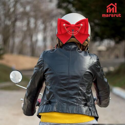 Bow for Helmet for Women, Motorcycle Helmet Bow Accessories Decoration, Ski Large Adorable Cute Fashion Ornament para Cascos Motos Accesorios for Girl Motorbike Skating Snowboarding Activities, Red in Saudi Arabia