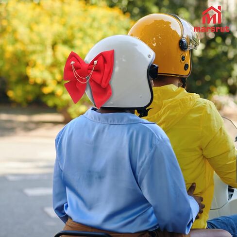 Bow for Helmet for Women, Motorcycle Helmet Bow Accessories Decoration, Ski Large Adorable Cute Fashion Ornament para Cascos Motos Accesorios for Girl Motorbike Skating Snowboarding Activities, Red in Saudi Arabia