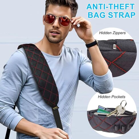 حزام حزام الكتف مريح للغاية مع جيوب مضادة للسرقة و 2 لهجة الاستخدام القابل للعكس ، أنيقة وآمنة in Kuwait