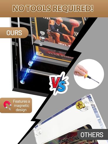 Acrylic Trading Card Display Frame Magnetic Card Holder Case with Stand & Inner Case 35PT，UV Protection Frame for Pokemon, Sports, Baseball, Football,Hockey MTG Yugioh Comic Cards(Black, 3-Slot) in Saudi Arabia