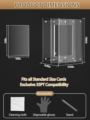 Acrylic Trading Card Display Frame Magnetic Card Holder Case with Stand & Inner Case 35PT，UV Protection Frame for Pokemon, Sports, Baseball, Football,Hockey MTG Yugioh Comic Cards(Black, 3-Slot) in Saudi Arabia
