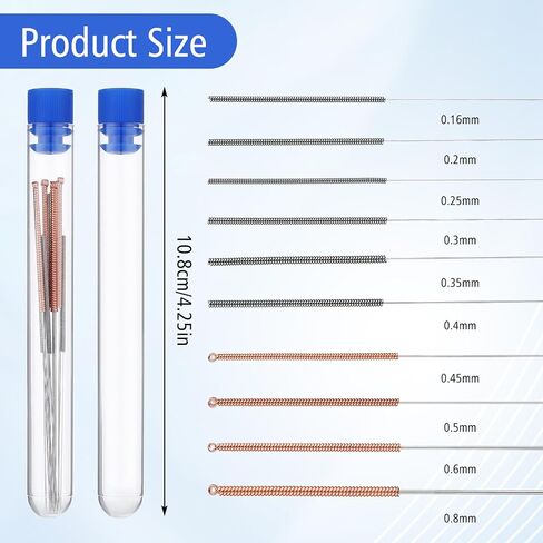 Giantree 10 Pieces 3D Printer Nozzle Cleaning Kit, Stainless Steel Nozzle Cleaning Needles, 3D Printer Tool Kit, 0.16/0.2/0.25/0.3/0.35/0.4/0.45/0.5/0.6/0.8mm for 3D Printer Accessories in Saudi Arabia