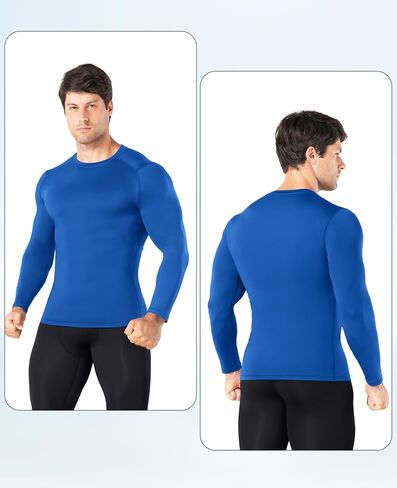 Niksa 3 Pack Long Sleeve Compression Shirts for Men Cool Dry Athletic Undershirt Workout Tops Base Layer for Running in Kuwait