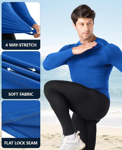 Niksa 3 Pack Long Sleeve Compression Shirts for Men Cool Dry Athletic Undershirt Workout Tops Base Layer for Running in Kuwait