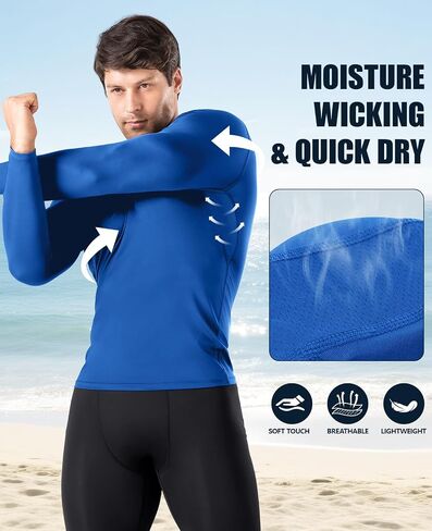 Niksa 3 Pack Long Sleeve Compression Shirts for Men Cool Dry Athletic Undershirt Workout Tops Base Layer for Running in Kuwait