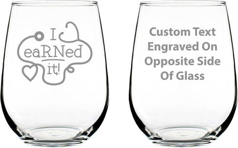 I eaRNed it – Cute Funny Registered Nurse Stemless Wine Glass - Healthcare Themed Gifts or Party Decor for Women and Men - Large 17 oz in Kuwait