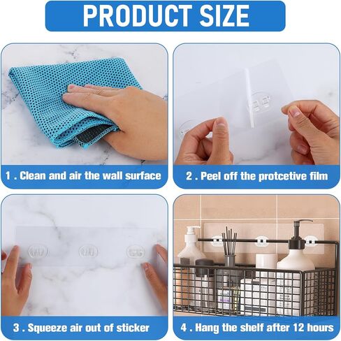 8Pcs Shower Caddy Adhesive Replacement Waterproof Transparent No Drilling Shower Shelf Strong Adhesive Hooks Suitable Bathroom Storage Racks Corner Shelf Basket Kitchen Shelves Soap Holder in Saudi Arabia