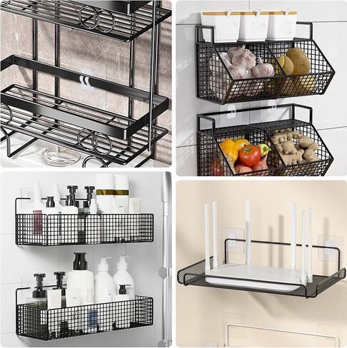 8Pcs Shower Caddy Adhesive Replacement Waterproof Transparent No Drilling Shower Shelf Strong Adhesive Hooks Suitable Bathroom Storage Racks Corner Shelf Basket Kitchen Shelves Soap Holder in Saudi Arabia