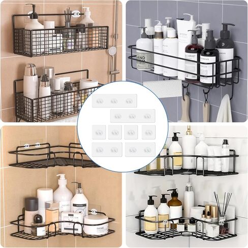 8Pcs Shower Caddy Adhesive Replacement Waterproof Transparent No Drilling Shower Shelf Strong Adhesive Hooks Suitable Bathroom Storage Racks Corner Shelf Basket Kitchen Shelves Soap Holder in Saudi Arabia