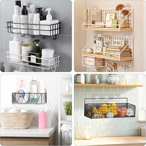 8Pcs Shower Caddy Adhesive Replacement Waterproof Transparent No Drilling Shower Shelf Strong Adhesive Hooks Suitable Bathroom Storage Racks Corner Shelf Basket Kitchen Shelves Soap Holder in Saudi Arabia