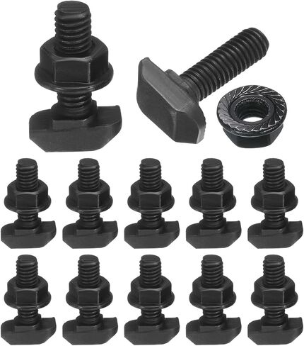UXCELL 12PCS M6X20MM T SLOT SLOT-IN ، مسامير رأس مطرقة من الصلب الكربوني T شكل مسامير منزلق مع M6 Hexagon Flange Nuts for Europeal 30 Series Aluminium in Kuwait