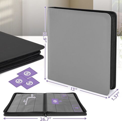 1000+ من الجيوب تداول البطاقة الموثق ، فصيلة بطاقة جيب 16 ، موعد لبطاقات التحميل الجانبية Ringless Side Loading Collection لصالح MTG ، TCG ، بطاقات اللعبة والبطاقات الرياضية (أسود) in Kuwait